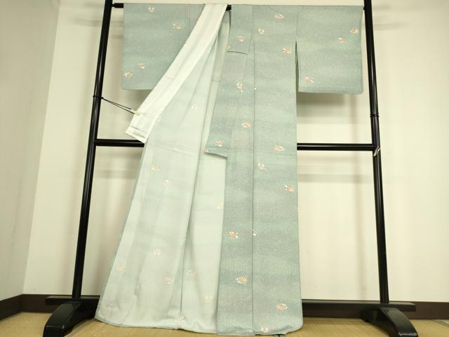 平和屋着物▽上質な小紋 単衣 扇面花文 正絹 逸品 DAAS0237az