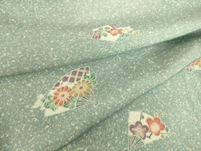 平和屋着物▽上質な小紋 単衣 扇面花文 正絹 逸品 DAAS0237az