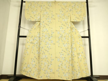 平和屋着物▽上質な小紋 単衣 枝桜文 正絹 逸品 DAAS0239az