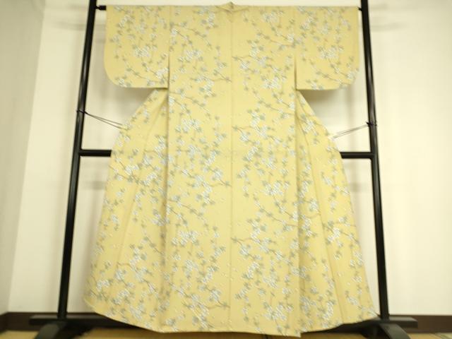 平和屋着物▽上質な小紋 単衣 枝桜文 正絹 逸品 DAAS0239az