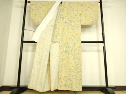 平和屋着物▽上質な小紋 単衣 枝桜文 正絹 逸品 DAAS0239az