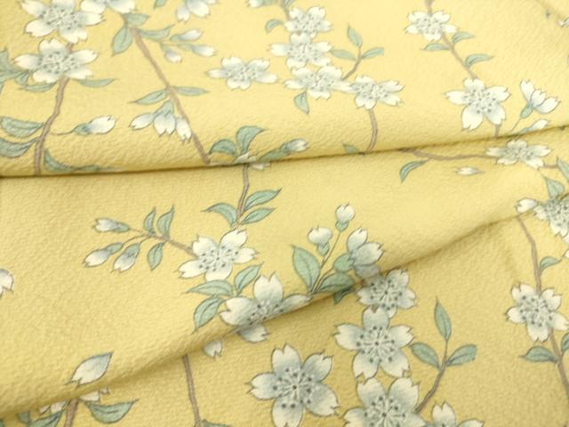 平和屋着物▽上質な小紋 単衣 枝桜文 正絹 逸品 DAAS0239az
