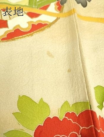 平和屋着物▽アンティーク 大正ロマン 振袖 単衣 刺繍 花車文 暈し染め 金彩 正絹 逸品 DAAS0240az