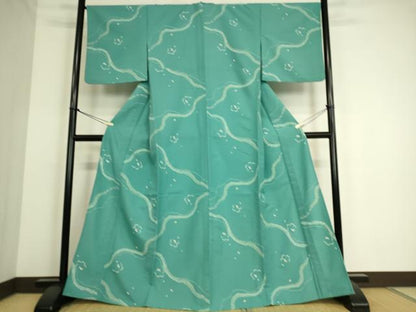 平和屋着物▽小紋 単衣 舞花文 洗える着物 DAAS0242az