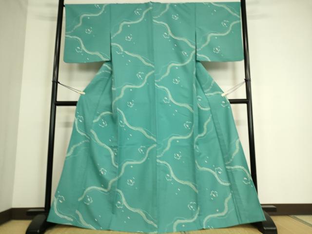 平和屋着物▽小紋 単衣 舞花文 洗える着物 DAAS0242az