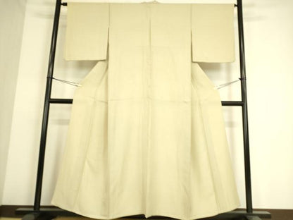 平和屋着物▽上質な色無地 単衣 吉祥花地紋 鳥の子色 正絹 逸品 DAAS0254az