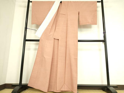 平和屋着物▽上質な紬 単衣 ときがら茶色 正絹 逸品 DAAS0257az