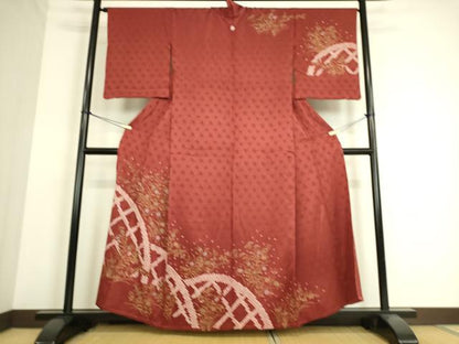 平和屋着物▽訪問着 単衣 刺繍 絞り 籬花文 金彩 正絹 逸品 DAAS0261az