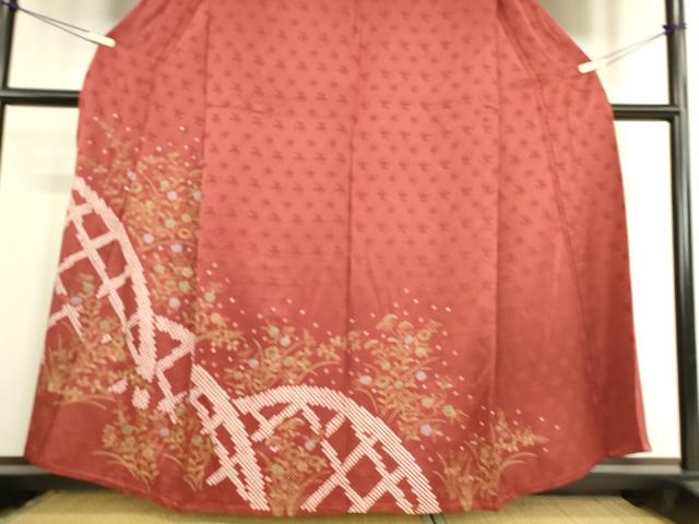 平和屋着物▽訪問着 単衣 刺繍 絞り 籬花文 金彩 正絹 逸品 DAAS0261az