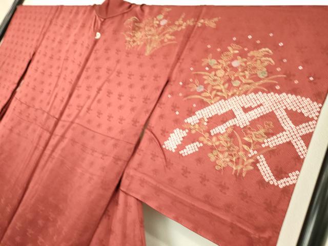 平和屋着物▽訪問着 単衣 刺繍 絞り 籬花文 金彩 正絹 逸品 DAAS0261az