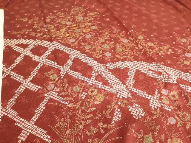 平和屋着物▽訪問着 単衣 刺繍 絞り 籬花文 金彩 正絹 逸品 DAAS0261az