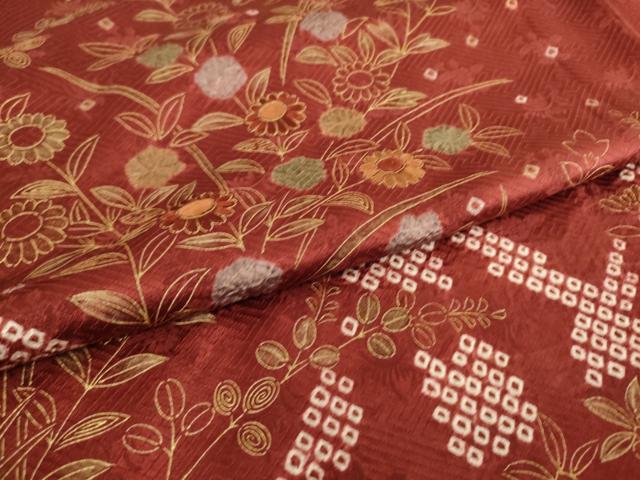 平和屋着物▽訪問着 単衣 刺繍 絞り 籬花文 金彩 正絹 逸品 DAAS0261az