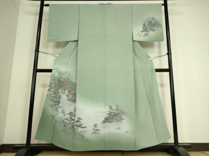 平和屋着物▽訪問着 単衣 名所風景文 暈し染め 金彩 正絹 逸品 DAAS0262az