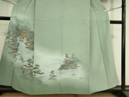 平和屋着物▽訪問着 単衣 名所風景文 暈し染め 金彩 正絹 逸品 DAAS0262az