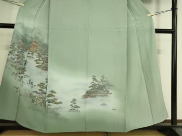 平和屋着物▽訪問着 単衣 名所風景文 暈し染め 金彩 正絹 逸品 DAAS0262az