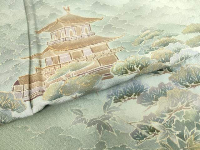 平和屋着物▽訪問着 単衣 名所風景文 暈し染め 金彩 正絹 逸品 DAAS0262az