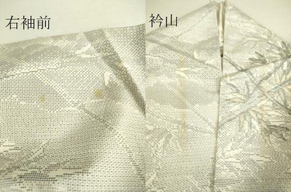 平和屋着物▽本場大島紬 白大島 単衣 雲取り枝葉文 120亀甲 正絹 逸品 DAAS0263az