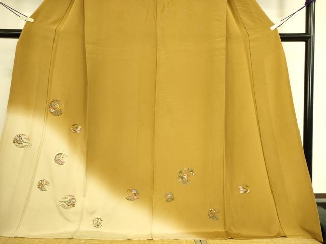 平和屋着物▽訪問着 単衣 総刺繍 花丸文 暈し染め 金糸 正絹 逸品 DAAS0267az