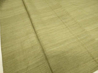 平和屋着物▽男性 紬 単衣 鶸茶色 正絹 逸品 DAAS0270az