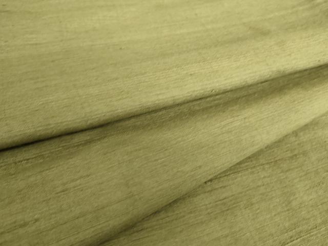 平和屋着物▽男性 紬 単衣 鶸茶色 正絹 逸品 DAAS0270az