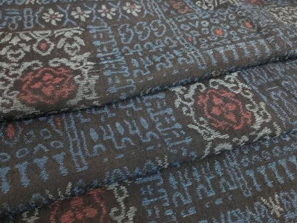 平和屋着物▽結城縮 単衣 幾何学花文 正絹 逸品 DAAS0271az