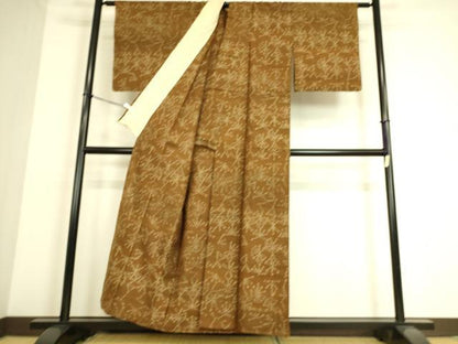 平和屋着物▽上質な紬 単衣 舞花文 正絹 逸品 DAAS0273az
