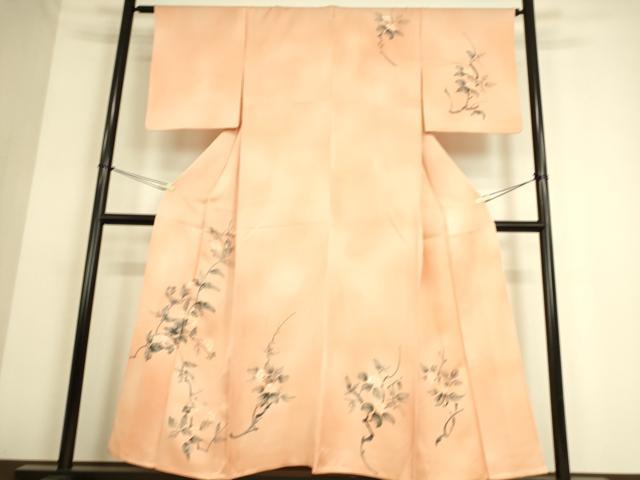 平和屋着物▽訪問着 単衣 枝花文 手描き 正絹 逸品 DAAS0277az