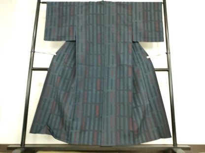 平和屋着物▽上質なお召 単衣 変わり格子 正絹 逸品 DAAS0279az