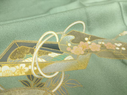 平和屋着物▽訪問着 単衣 螺鈿 花文箱 暈し染め 金彩 正絹 逸品 DAAS0282az