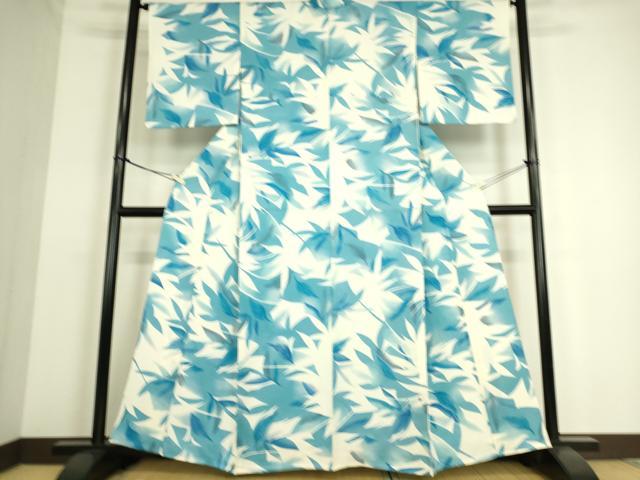 平和屋着物▽上質な小紋 単衣 舞葉文 正絹 逸品 DAAS0286az