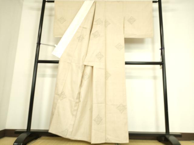 平和屋着物▽結城紬 単衣 菱文 80亀甲 飛び亀甲f柄 正絹 逸品 DAAS0289az