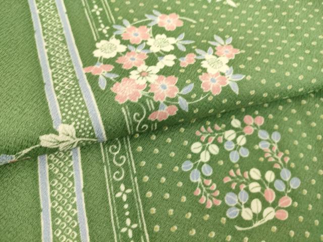 平和屋着物▽小紋　単衣　花丸文　洗える着物　DAAS0292az