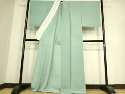 平和屋着物▽上質な色無地　単衣　作家物　草木重ね　本引き染　瓶覗色　反端付き　正絹　逸品　未使用　DAAS0296az