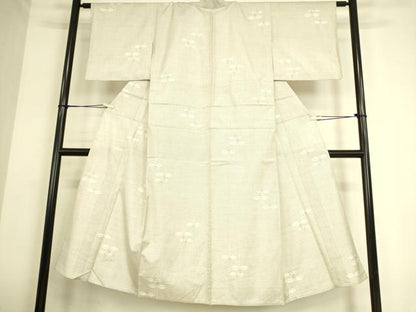 平和屋着物▽本場大島紬 白大島 単衣 9マルキ 草花文 正絹 逸品 未使用 DAAS0297az