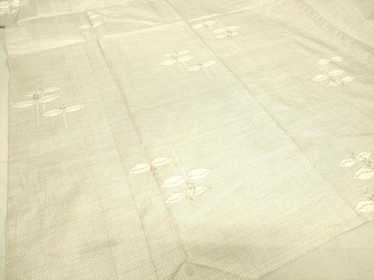 平和屋着物▽本場大島紬 白大島 単衣 9マルキ 草花文 正絹 逸品 未使用 DAAS0297az