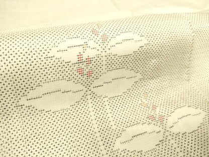 平和屋着物▽本場大島紬 白大島 単衣 9マルキ 草花文 正絹 逸品 未使用 DAAS0297az