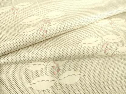 平和屋着物▽本場大島紬 白大島 単衣 9マルキ 草花文 正絹 逸品 未使用 DAAS0297az