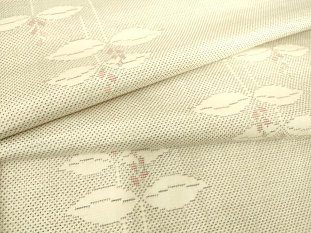 平和屋着物▽本場大島紬 白大島 単衣 9マルキ 草花文 正絹 逸品 未使用 DAAS0297az