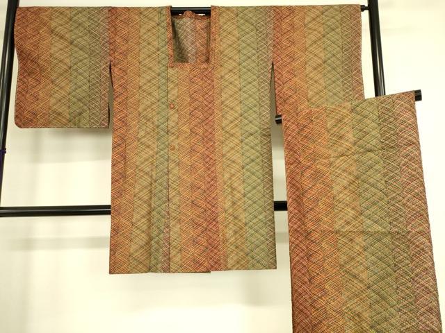 平和屋着物▽道行コート スリーシーズン 春夏秋 塵除け ショール付き 組み織 間道 正絹 逸品 DAAS0299az