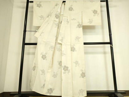 平和屋着物▽本塩沢 単衣 草花文 正絹 逸品 DAAS0300az