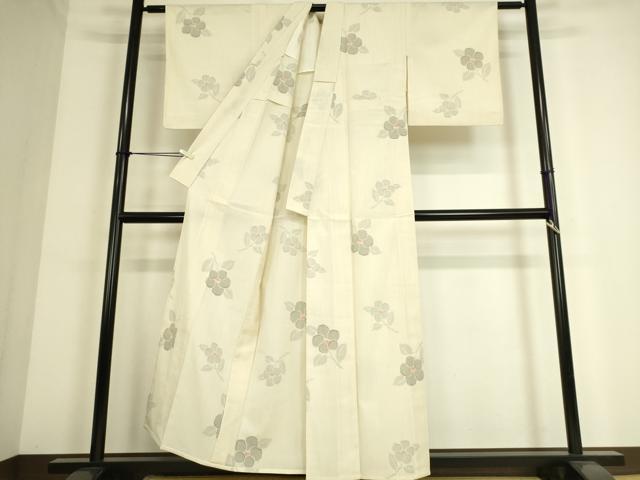 平和屋着物▽本塩沢 単衣 草花文 正絹 逸品 DAAS0300az