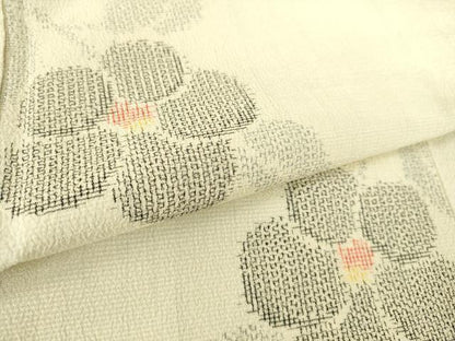 平和屋着物▽本塩沢 単衣 草花文 正絹 逸品 DAAS0300az