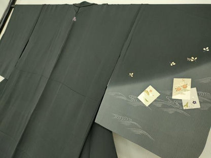平和屋着物▽訪問着 単衣 色紙花文 暈し染め 金彩 正絹 逸品 DAAS0301az