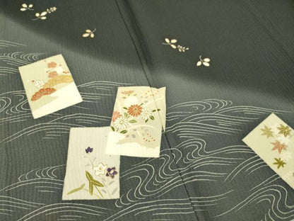 平和屋着物▽訪問着 単衣 色紙花文 暈し染め 金彩 正絹 逸品 DAAS0301az