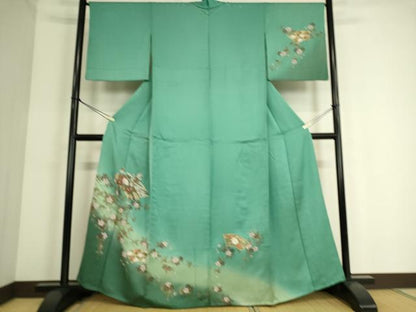 平和屋着物▽訪問着 単衣 地紙花文 暈し染め 金彩 正絹 逸品 DAAS0317az