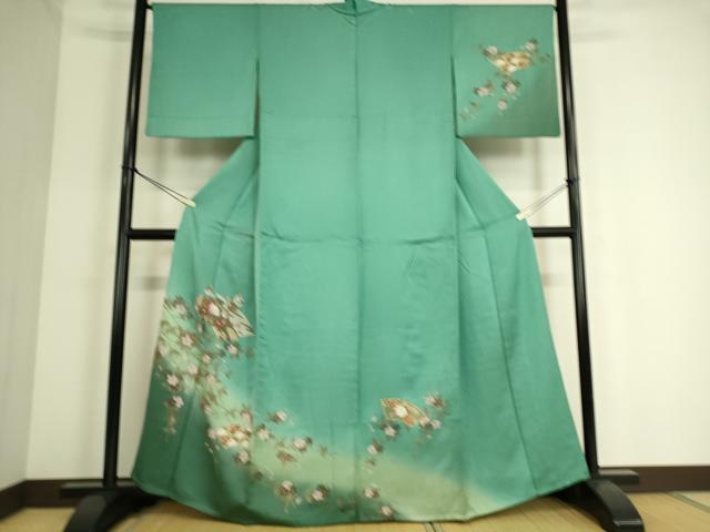 平和屋着物▽訪問着 単衣 地紙花文 暈し染め 金彩 正絹 逸品 DAAS0317az