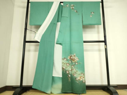 平和屋着物▽訪問着 単衣 地紙花文 暈し染め 金彩 正絹 逸品 DAAS0317az