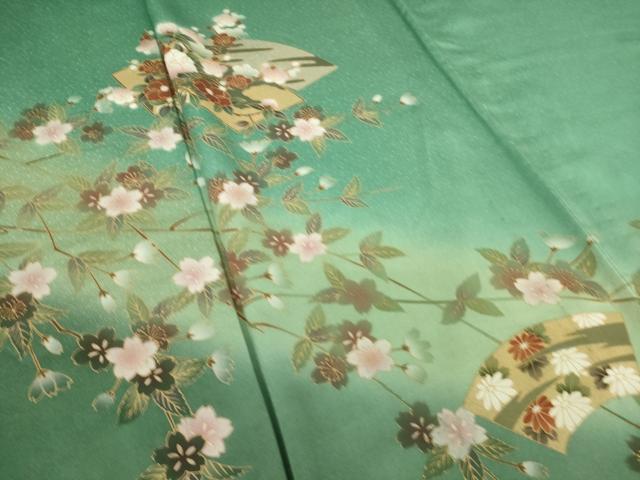平和屋着物▽訪問着 単衣 地紙花文 暈し染め 金彩 正絹 逸品 DAAS0317az