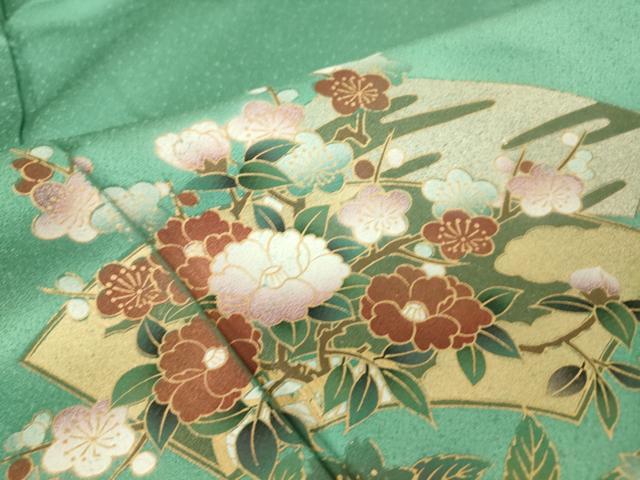 平和屋着物▽訪問着 単衣 地紙花文 暈し染め 金彩 正絹 逸品 DAAS0317az