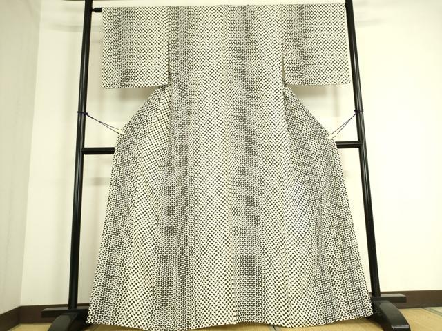 平和屋着物▽上質な小紋 単衣 舞葉文 正絹 逸品 DAAS0318az